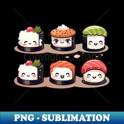 cute smile six japanese sushi - Modern Sublimation PNG File - Bring Your Designs to Life
