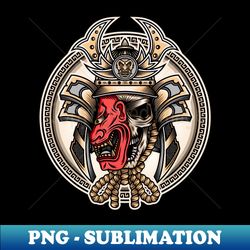 Samurai With Hannya Mask Illustration - Signature Sublimation PNG File - Enhance Your Apparel with Stunning Detail