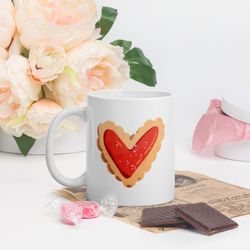 cookie heart valentine s day coffee mug, valentine mug, valentines day gift, valentine gift for her