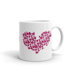 pink hearts valentine s day coffee mug, valentine mug, valentines day gift for her