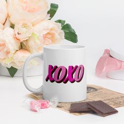 pink xoxo valentine s day coffee mug, valentine mug, valentines day gift, valentine gift for her