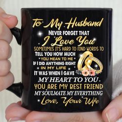To My Husband Coffee Mug Gift, Never Forget That I Love You Tea Cups, Best Gifts For My Husband Mugs From Wife, Fathers
