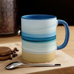 Coastal Ocean Wave Ceramic Coffee Mug Tropical Escape Coffee Cup Nautical Mug Hot Tea Cups Beachy Stemless Glass Cup Bea