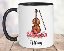 violin mug , custom gift mug to violin player , violist mug, musician gift, musician teacher gift, music mug, musical st