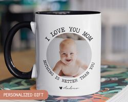 mom gift from son, first mothers day gift, new mom gift, custom 1st mothers day mug, custom photo mug with kids name and