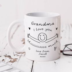Grandma I Love You This Much Mug, We Love You   Personalised Grandma Gift, Birthday Gift, Miss You, Thank You, Best Gran