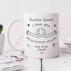 Personalised Auntie I Love You This Much Mug   Personalised Gift, Birthday Gift, Best Auntie Gift