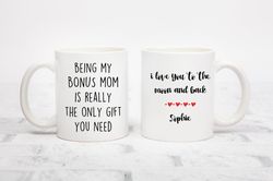 Personalized Bonus Mom Gift for Bonus Mom Mug for Stepmom Gift from Bonus Daughter Funny Bonus Mom Coffee Mug for Second