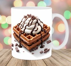 3D Chocolate Waffles Cream Mug Wrap  11oz & 15oz Mug Template  Mug Sublimation Design  Mug Wrap Template