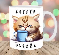 sleepy cat mug wrap  11oz & 15oz mug template  mug sublimation design  coffee please mug wrap template