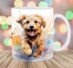 watercolor dog mug wrap  11oz and 15oz mug template  mug sublimation design  puppy mug wrap template