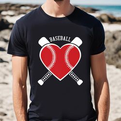 Cute Baseball Heart Valentines Day T-Shirt Couples Gift
