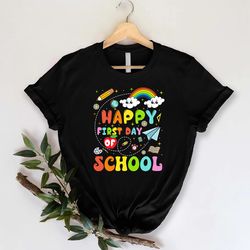 Happy First Day of School Shirt, Teacher Gift, Gift for Teachers, Kindergarten Teacher, Teacher Appreciation Tee, Back t