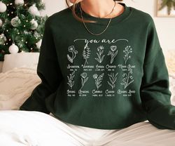 You Are Bible Verse Sweatshirt, Inspiration Bible Sweater, Wild flower Christian Shirt, Retro Christian Gift