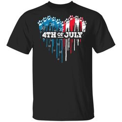 Paws Heart 4th Of July T-shirt Patriot Tee For Dogs And Cats Lovers