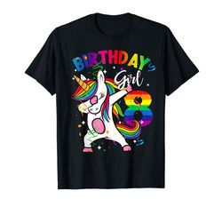Adorable 8 Years Old Kid 8th Birthday Gift Dabbing Unicorn T-Shirt