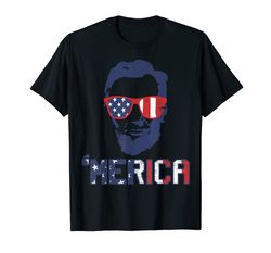 Adorable Abraham Lincoln T-Shirt USA Flag Tshirt 4th Of July Gift