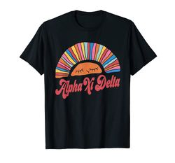 Adorable Alpha-Xi-Delta Retro Sunset Face Greek Sorority Gift T-Shirt