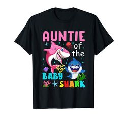 Adorable Auntie Of The Baby Shark T-Shirt Birthday Auntie Shark