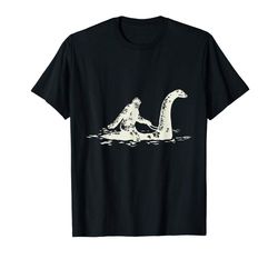 Adorable Bigfoot Sasquatch Riding The Loch Ness Monster Funny T-Shirt