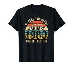 Adorable Born January 1980 Limited Edition Bday Gifts 40th Birthday T-Shirt