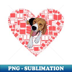 Beagle in red books of heart - Premium PNG Sublimation File - Perfect for Personalization