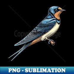 Common barn swallow illustration standing on a branch - Exclusive PNG Sublimation Download - Perfect for Creative Projects