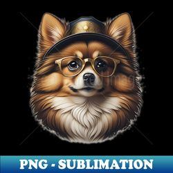 pomeranian dog with glasses and hat - digital sublimation download file - add a festive touch to every day