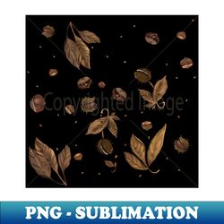 Watercolor autumn chestnuts on branches in pastel colors - PNG Transparent Sublimation File - Spice Up Your Sublimation Projects
