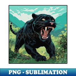 Wild Black Panther Cartoon Vintage Comics Style Drawing - Modern Sublimation PNG File - Bring Your Designs to Life