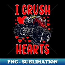 Boys Valentines Monster Truck Kids Toddler I Crush Hearts - PNG Sublimation Digital Download - Unlock Vibrant Sublimation Designs