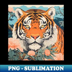 Tiger Ukiyoe Japanese - Vintage Sublimation PNG Download - Stunning Sublimation Graphics