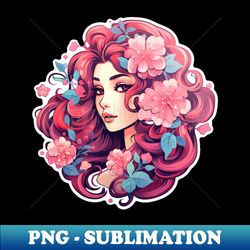 Beauty pink hair girl - PNG Transparent Digital Download File for Sublimation - Perfect for Personalization