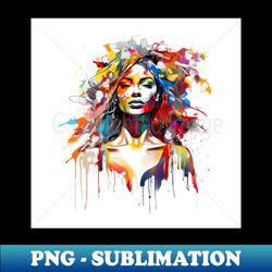 Beautiful Woman with rainbow hair painted effect - High-Resolution PNG Sublimation File - Perfect for Sublimation Art