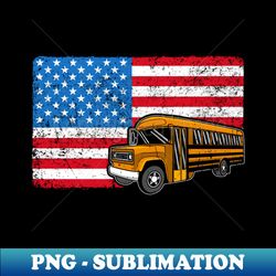 School Bus Driver Driving American Flag - Bus Lover USA - Signature Sublimation PNG File - Unleash Your Creativity
