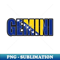 Gemini Bosnian Horoscope Heritage DNA Flag - PNG Transparent Digital Download File for Sublimation - Bold & Eye-catching