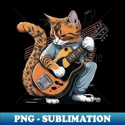 Cat Playing Guitar Vintage - Elegant Sublimation PNG Download - Vibrant and Eye-Catching Typography