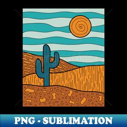 abstract desert landscape illustration - blue - high-quality png sublimation download - perfect for sublimation art