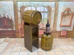 wine set. barrel with wine. barrel. puppet miniature. 1:12. doll accessories.doll house decor