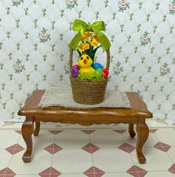 Easter basket for dollhouse. Easter miniature. 1:12.