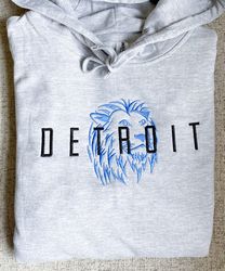 Detroit Embroidered Hoodie- Trendy Embroidery - Embroidered Sweatshirt- Football- Gift