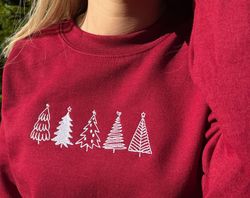 Christmas Tree Embroidered Sweatshirt Inspired Crewneck Sweatshirt Christmas Xmas