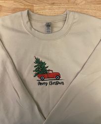Christmas Tree Truck Embroidered Sweatshirt Inspired Crewneck Sweatshirt Christmas Xmas