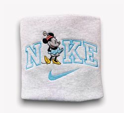 Disney Minnie Blue Ni-ke Logo Embroidered Shirt, Minnie Embroidery T-Shirt, Minnie Embroidered Sweatshirt, Minnie Embroi