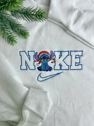 Stitch Santa Hat And Candy Cane Embroidered Sweatshirt Inspired Crewneck Sweatshirt Christmas Xmas
