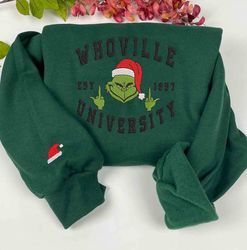 Whoville Grinch Fuk Hand Embroidered Sweatshirt Christmas Xmas