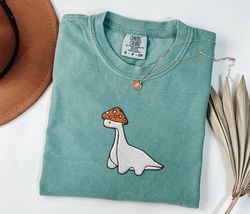 Embroidered Mushroom Dinosaur Comfort Colors Tshirt Dinosaur Shirt Paleontology Shirt Dino Shirt Velociraptor Shirt Trex