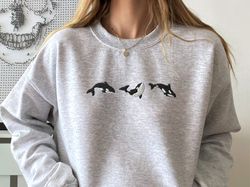 Embroidered Trio of Orcas Sweatshirt, Embroidered Orcas Sweatshirt, Orcas Shirt, Orca Whale Shirts, Ocean Shirts, Fish S