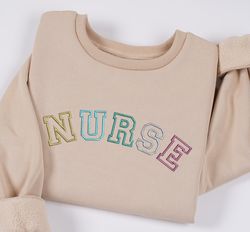 Embroidered NURSE Block Sweatshirt, Nurse Pullover Sweatshi, 50