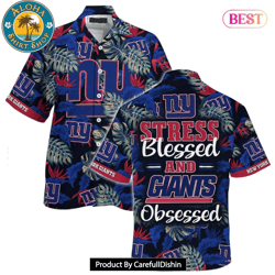BEST New York Giants NFL Hawaiian Shirt Stress Blessed Obsessed Summer Beach Shirt Gift For Fans Giants Hot Trend 2023
